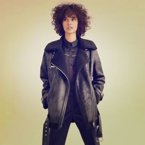 Avec Les Filles Faux Shearling Moto Jacket
